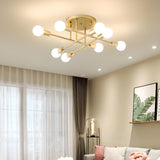 Living Room Sputnik Metal Semi-Flush Mount Lamp 8-Light Image - 1