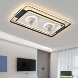 Living Room Square Modern 2 Ceiling Fan with LED Light Image - 2