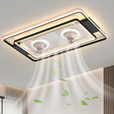 Living Room Square Modern 2 Ceiling Fan with LED Light Image - 4