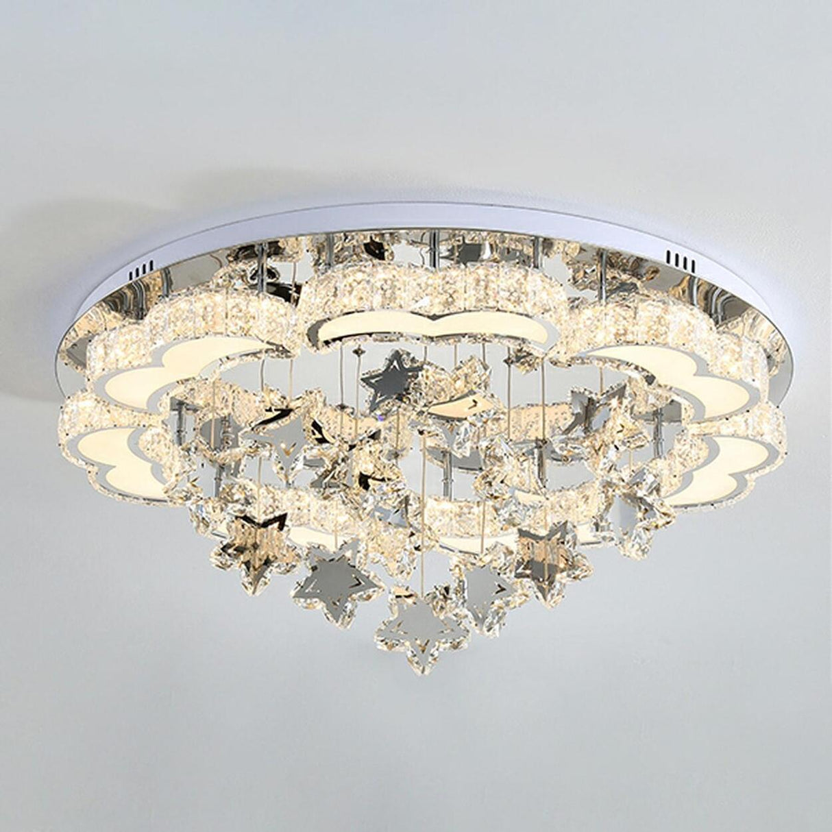 Living Room Star Crystal Semi-Flush Mount Ceiling Light Image - 12