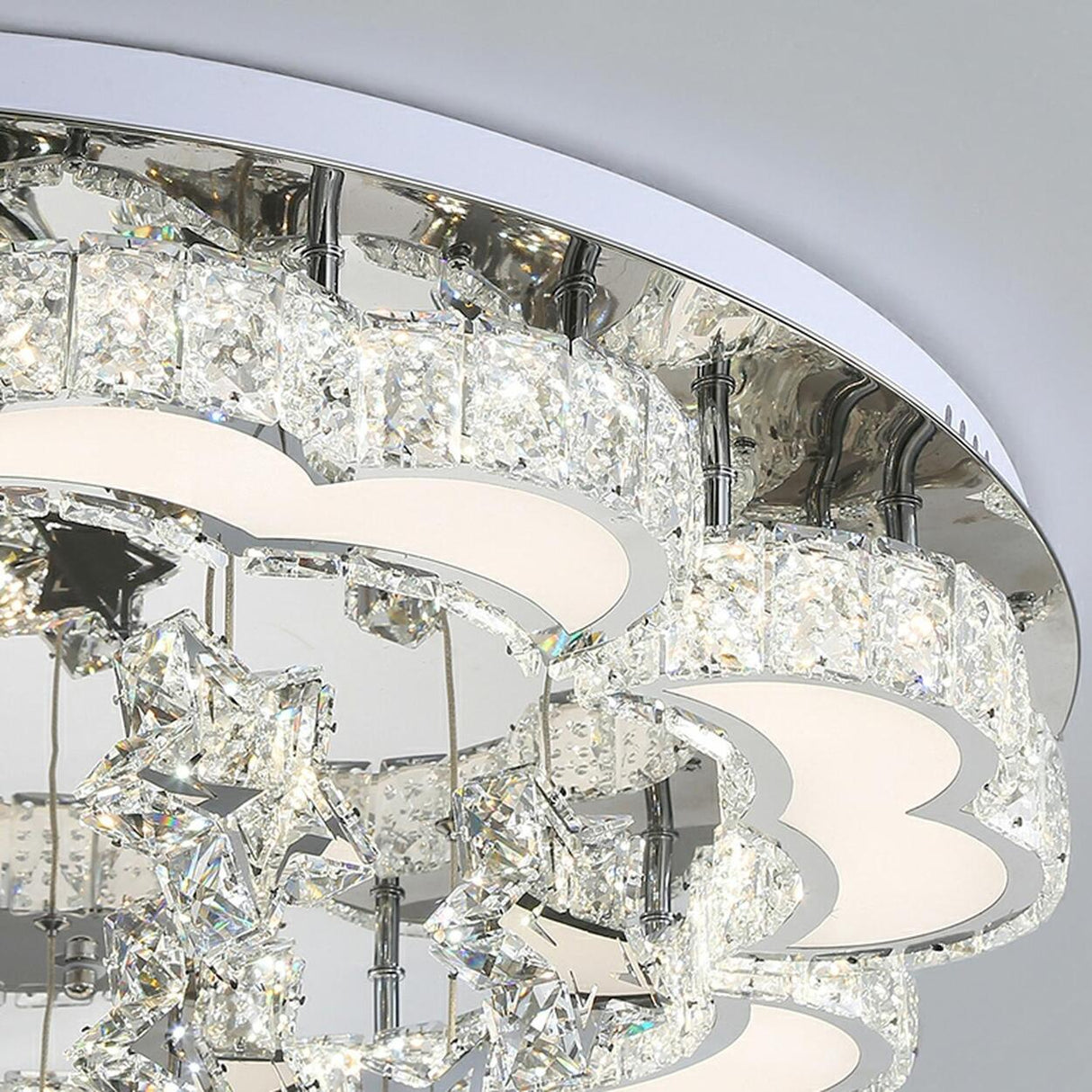 Living Room Star Crystal Semi-Flush Mount Ceiling Light Image - 18