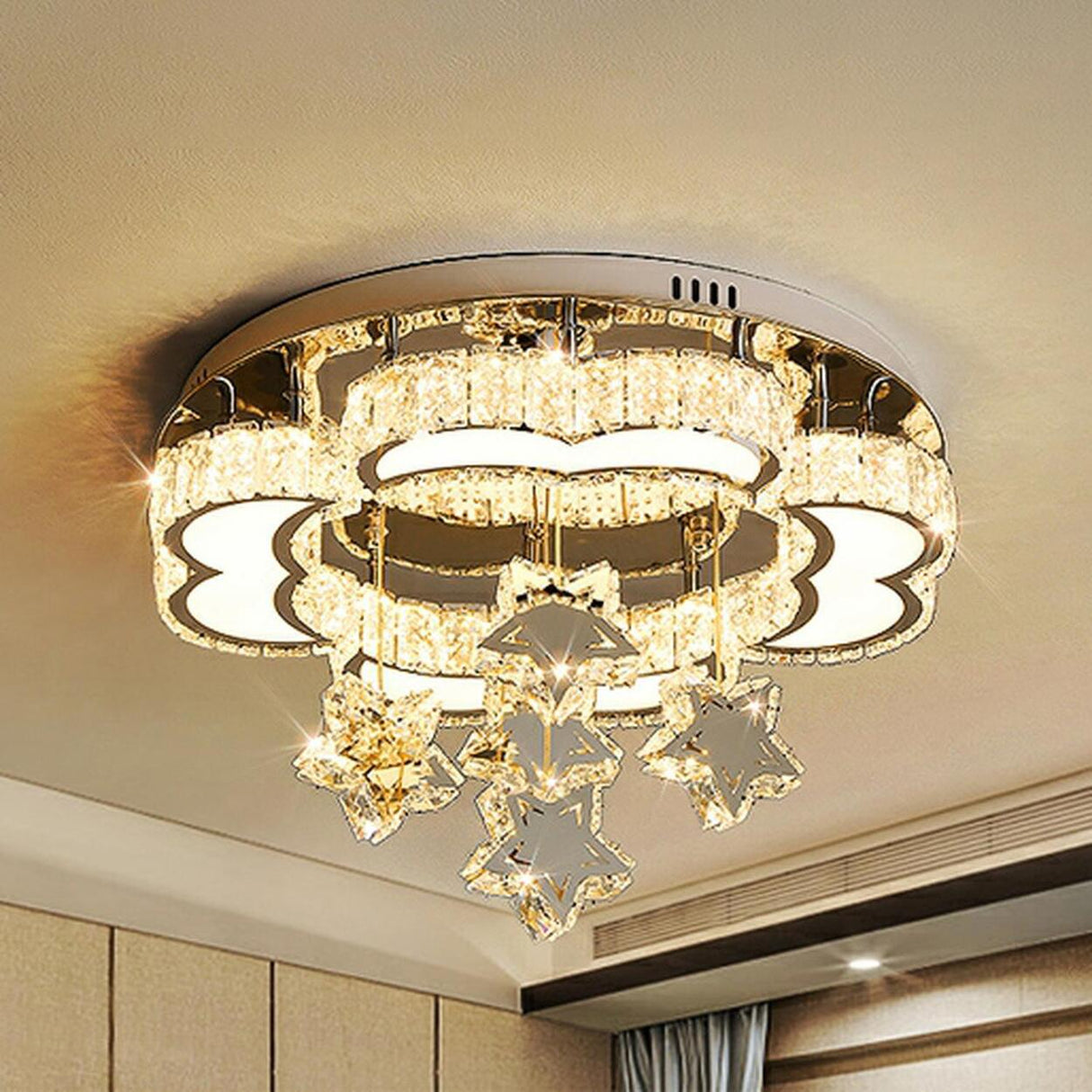 Living Room Star Crystal Semi-Flush Mount Ceiling Light Image - 2