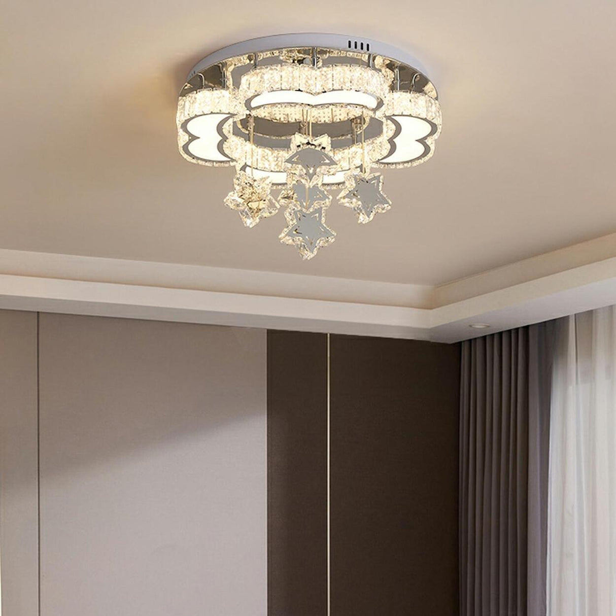 Living Room Star Crystal Semi-Flush Mount Ceiling Light Image - 20