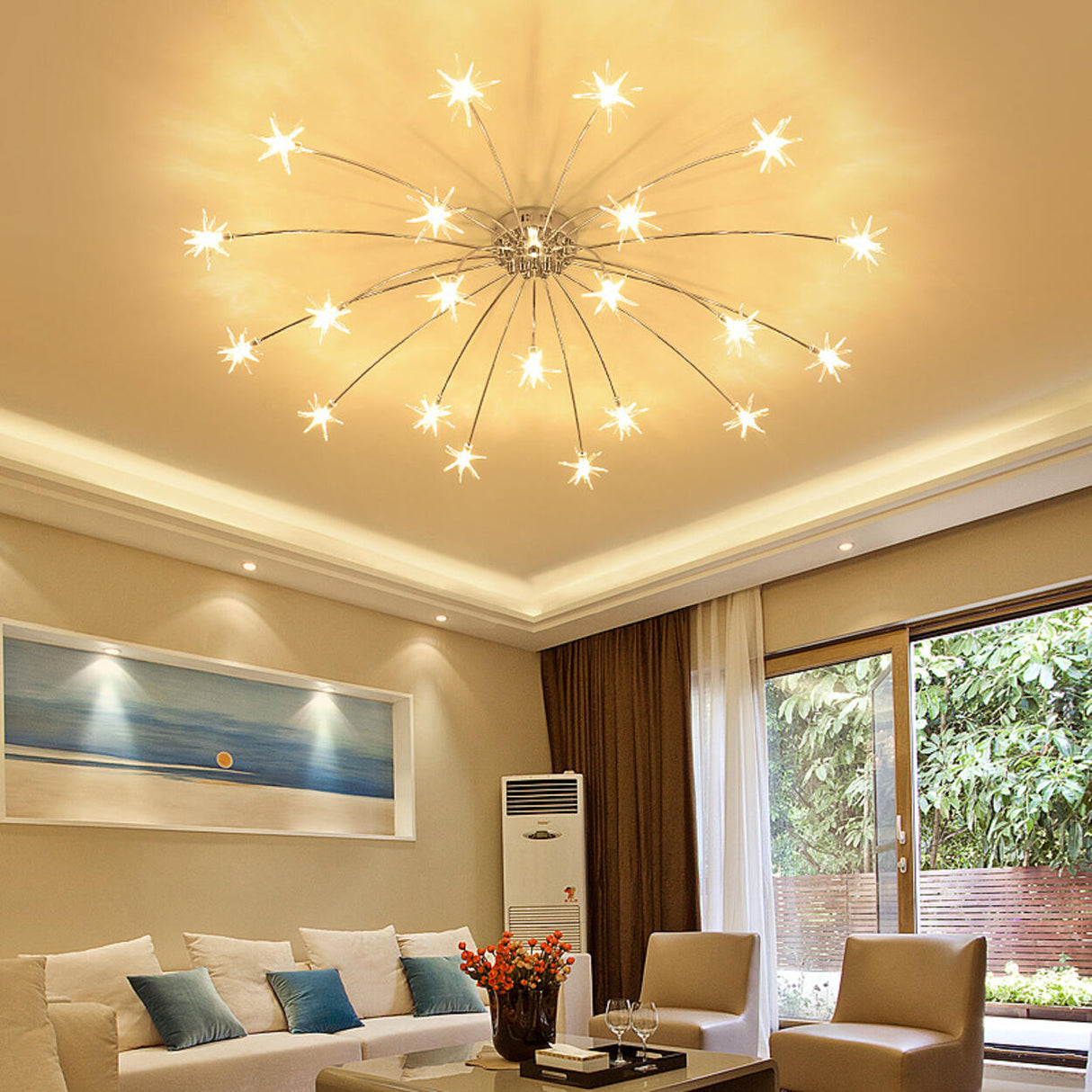 Living Room Starburst Semi-Flush Mount Light Large Image - 2