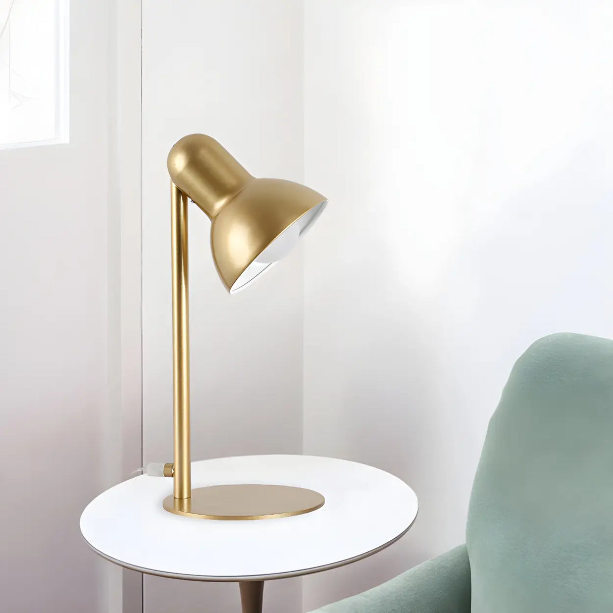 Living Room Stylish Golden Bowl Shade Metal Desk Lamp Image - 1