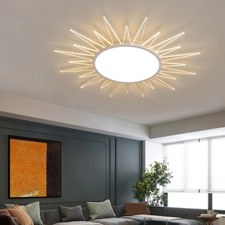 Living Room Sunburst LED Flush Mount Ceiling Light Image - 1