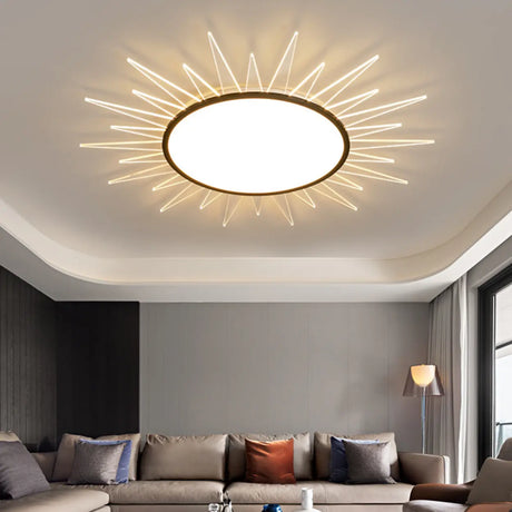 Living Room Sunburst LED Flush Mount Ceiling Light Image - 2