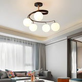 Living Room Swirl Ball Semi-Flush Mount Light 5-Light Image - 17