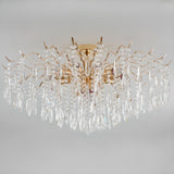 Living Room Teardrop Crystal Gold Semi-Flush Mount Lamp Image - 10