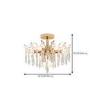 Living Room Teardrop Crystal Gold Semi-Flush Mount Lamp #size