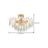 Living Room Teardrop Crystal Gold Semi-Flush Mount Lamp Image - 17