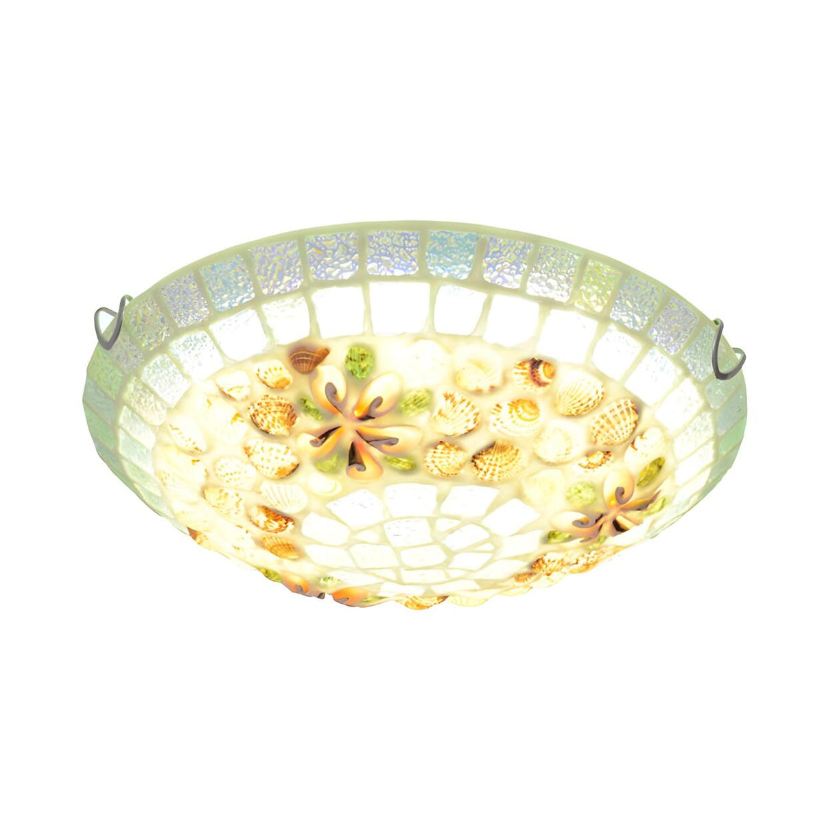 Living Room Tiffany Shell Bowl LED Flush Mount Light Image - 3