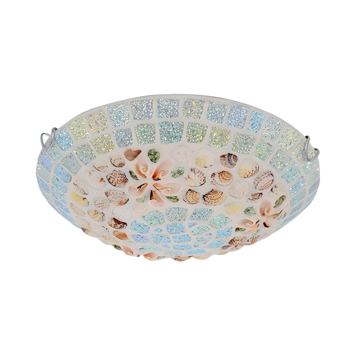 Living Room Tiffany Shell Bowl LED Flush Mount Light Image - 4