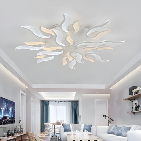 Living Room Trendy White Blossom LED Flush Mount Light Image - 1