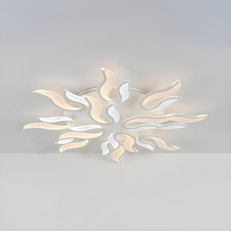 Living Room Trendy White Blossom LED Flush Mount Light Image - 2