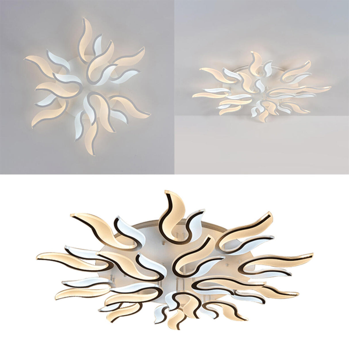 Living Room Trendy White Blossom LED Flush Mount Light Image - 3