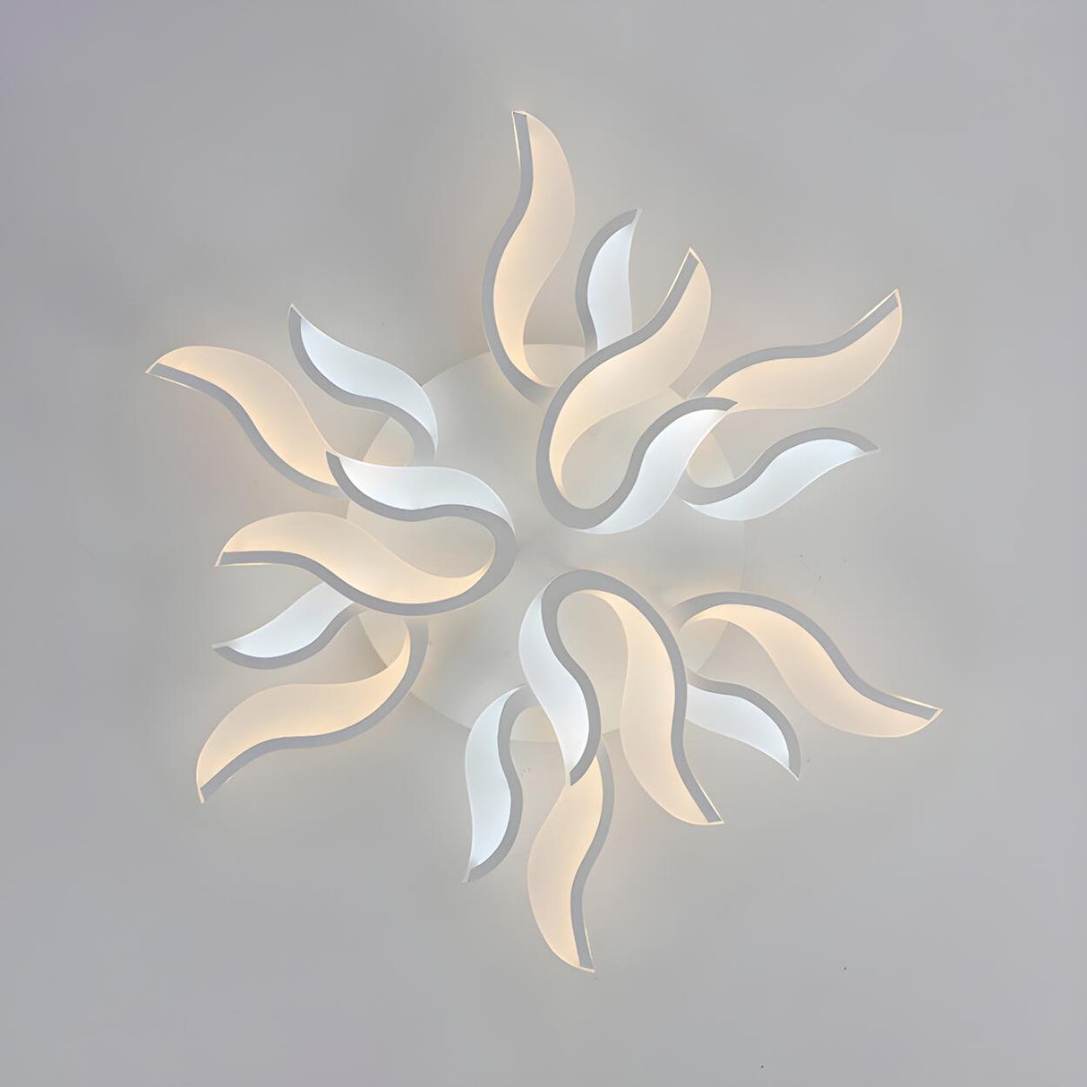 Living Room Trendy White Blossom LED Flush Mount Light Image - 4