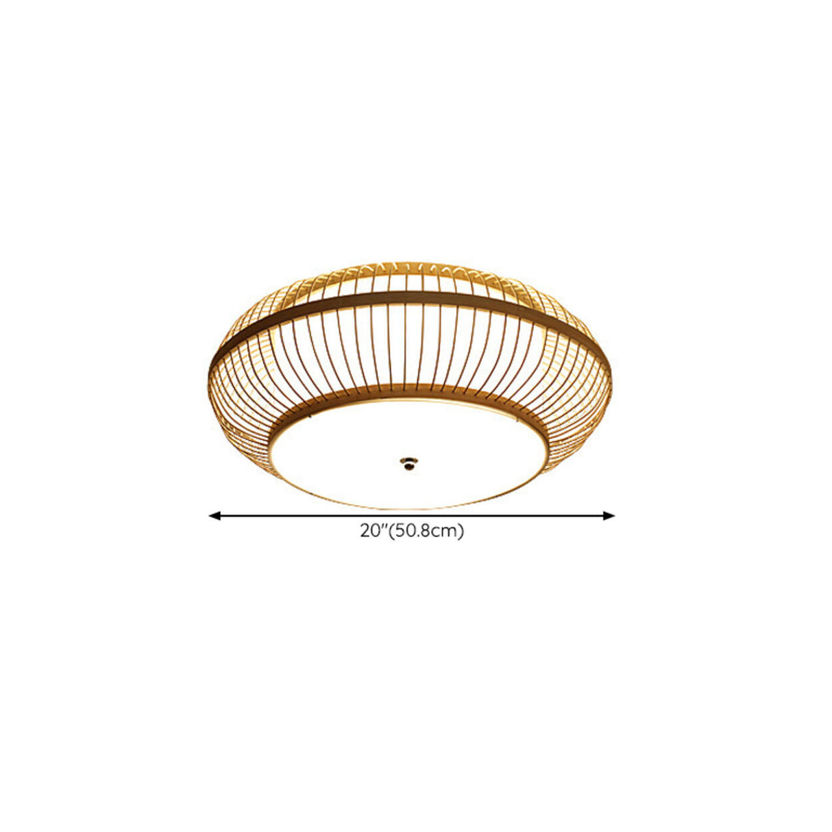 Living Room Vintage Bamboo Round Flush Mount Light Image - 22