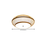 Living Room Vintage Bamboo Round Flush Mount Light Image - 22