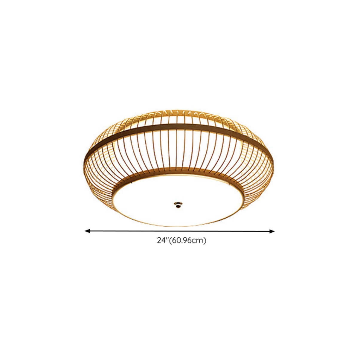 Living Room Vintage Bamboo Round Flush Mount Light Image - 23