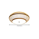 Living Room Vintage Bamboo Round Flush Mount Light Image - 23