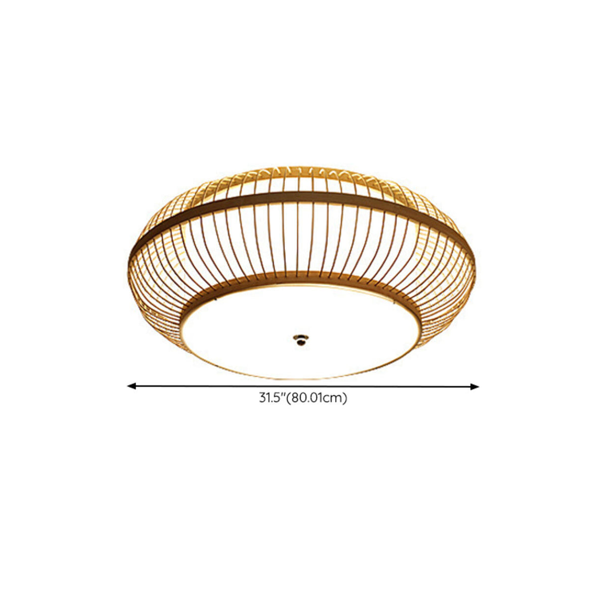 Living Room Vintage Bamboo Round Flush Mount Light Image - 24