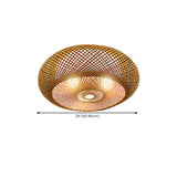 Living Room Vintage Bamboo Round Flush Mount Light Image - 27