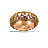 Living Room Vintage Bamboo Round Flush Mount Light Image - 28