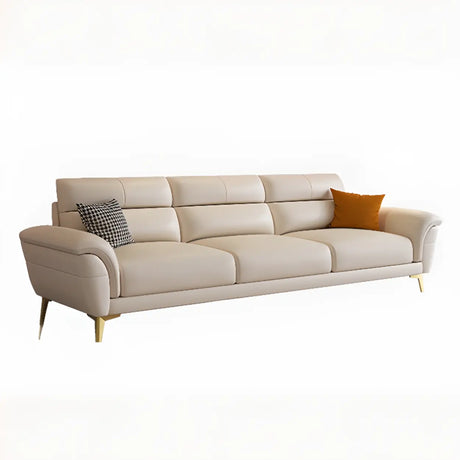 Living Room White 3-Seater Lounge Sofa with Gold Legs Image - 2