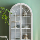 Living Room White Arched Wood Tall Display Cabinet Image - 12