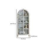 Living Room White Arched Wood Tall Display Cabinet Image - 16