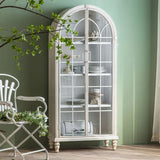 Living Room White Arched Wood Tall Display Cabinet Image - 4