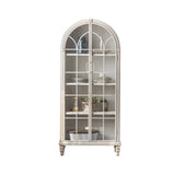 Living Room White Arched Wood Tall Display Cabinet Image - 9