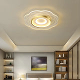 Living Room White Flower LED Flush Mount Ceiling Light Image - 12