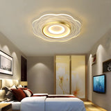 Living Room White Flower LED Flush Mount Ceiling Light Image - 2