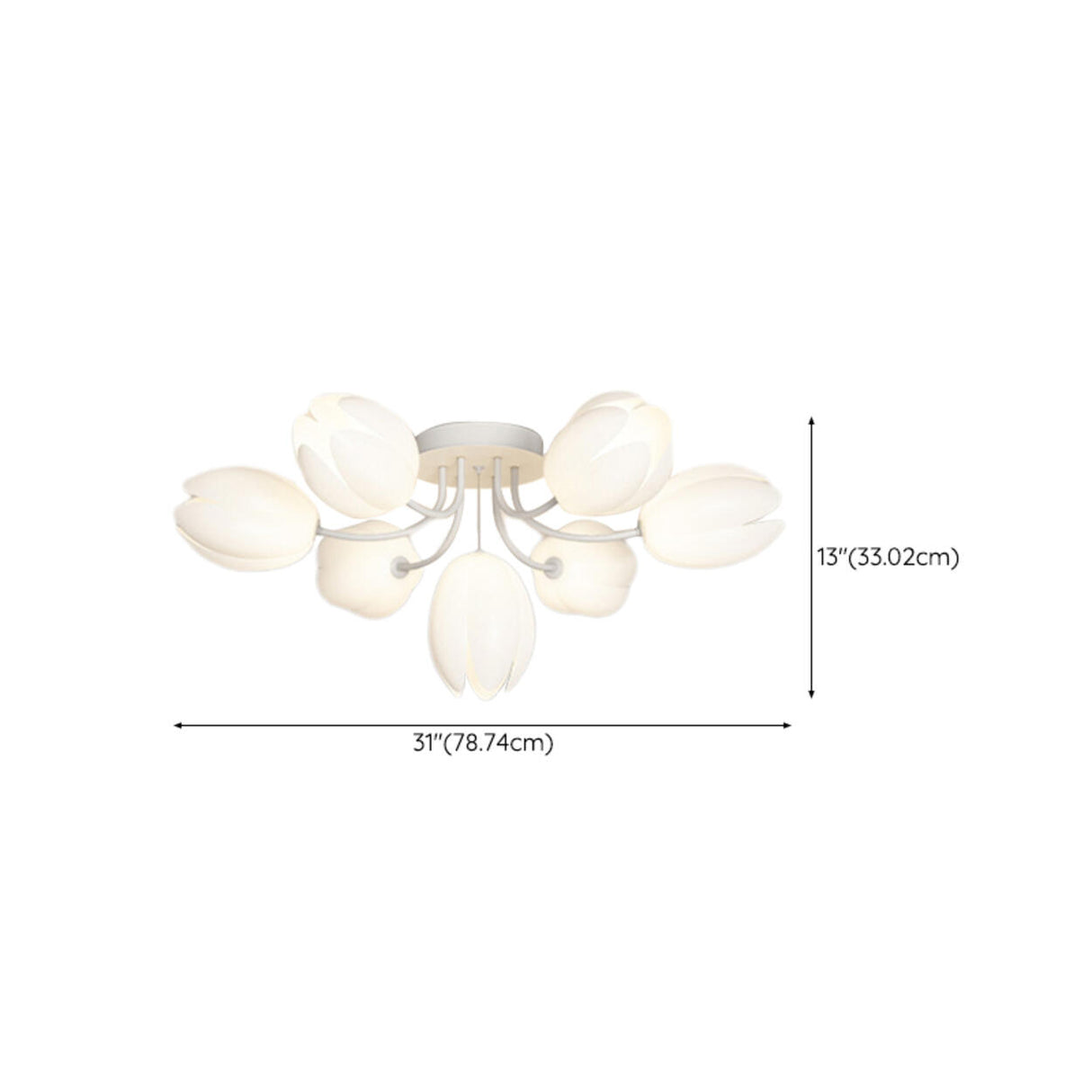 Living Room White Flower Semi-Flush Mount Lamp 13-Light Image - 21