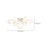 Living Room White Flower Semi-Flush Mount Lamp 13-Light Image - 21