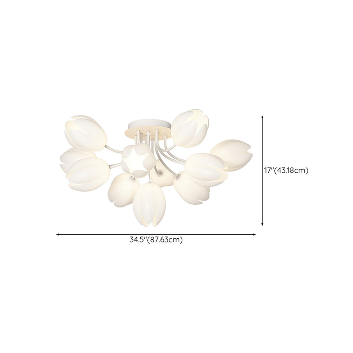 Living Room White Flower Semi-Flush Mount Lamp 13-Light Image - 22