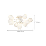 Living Room White Flower Semi-Flush Mount Lamp 13-Light Image - 22