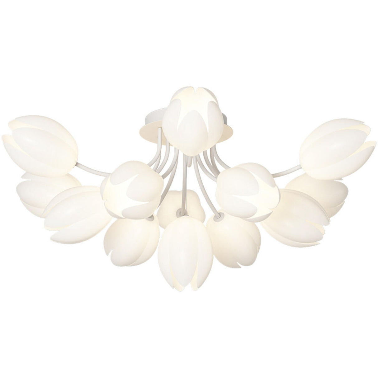 Living Room White Flower Semi-Flush Mount Lamp 13-Light Image - 9