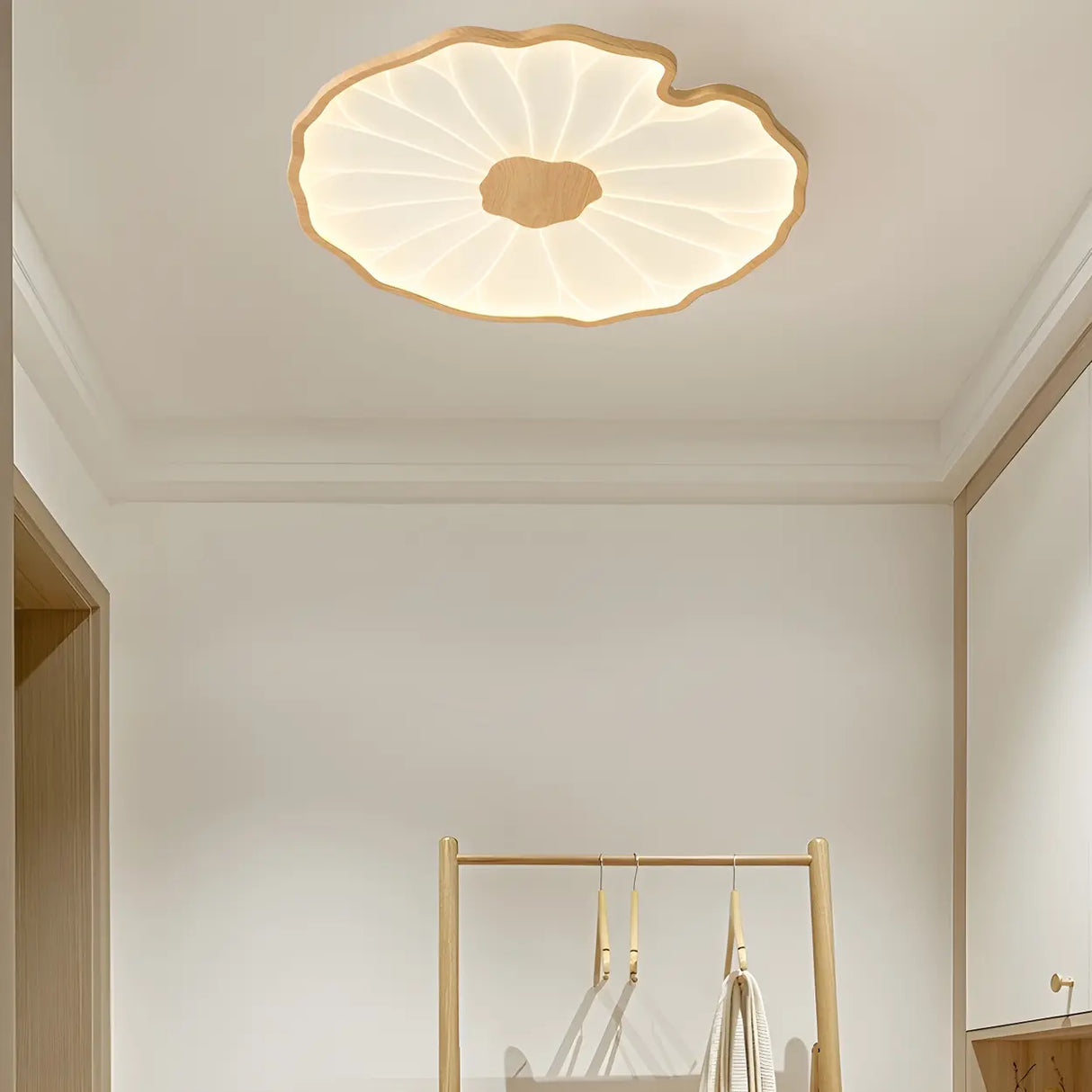 Living Room White Lotus Leaf  Flush Mount Ceiling Light Image - 18