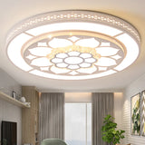 Living Room White Round Flower LED Flush Mount Light Image - 3