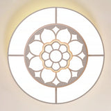 Living Room White Round Flower LED Flush Mount Light Image - 7