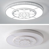 Living Room White Round Flower LED Flush Mount Light Image - 8