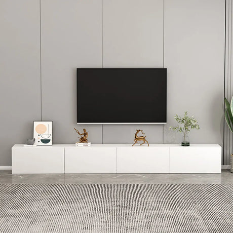 Living Room White Wooden Rectangular Drawers TV Stand Image - 1