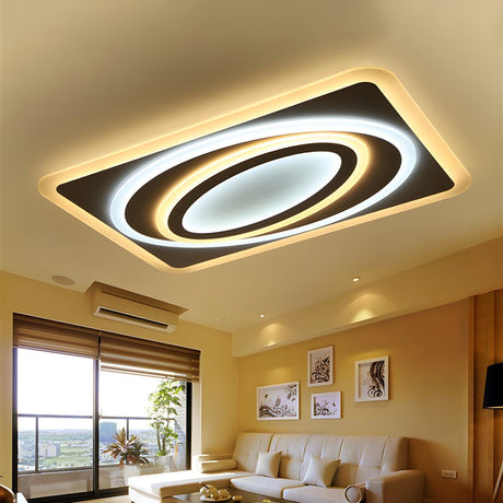 Living Room Wormhole Rectangle LED Flush Mount Light Image - 1