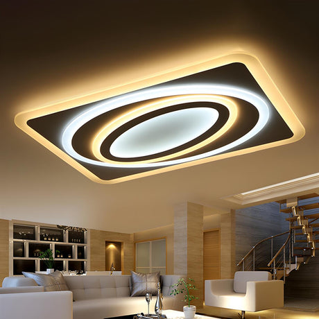 Living Room Wormhole Rectangle LED Flush Mount Light Image - 2