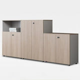 Lockable Door Wooden Natural Finish Multi-Storage Cabinet Image - 6