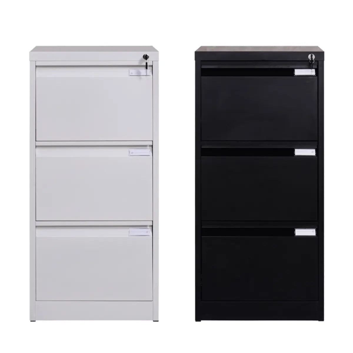 Lockable Metal Office Tall Storage Filing Cabinet Black Image - 5