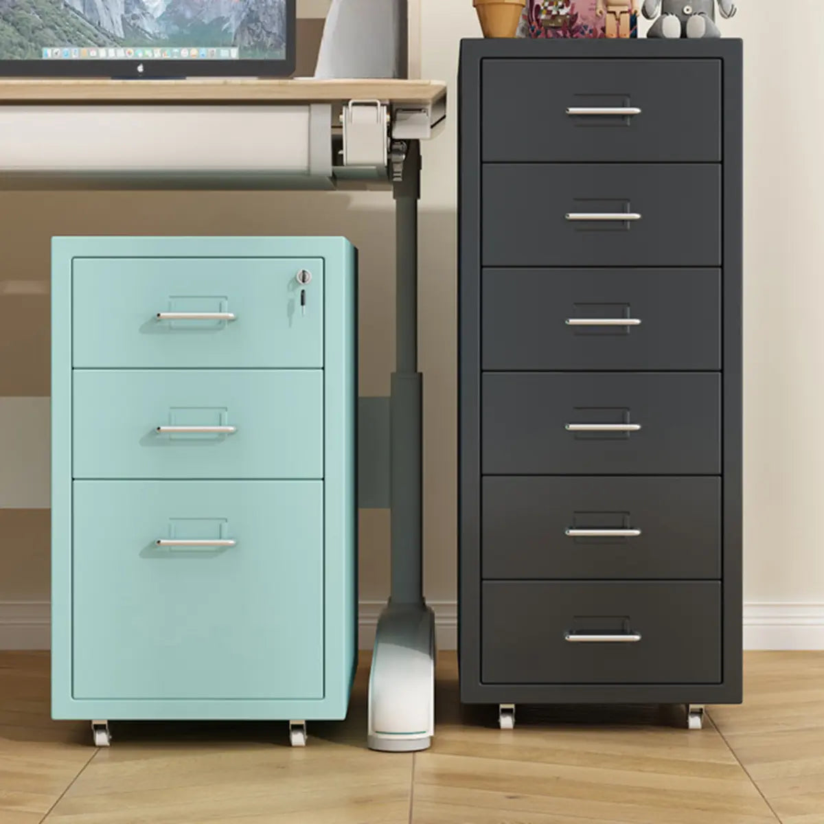 Lockable Steel Small Sliding Drawer Filing Cabinet Image - 1